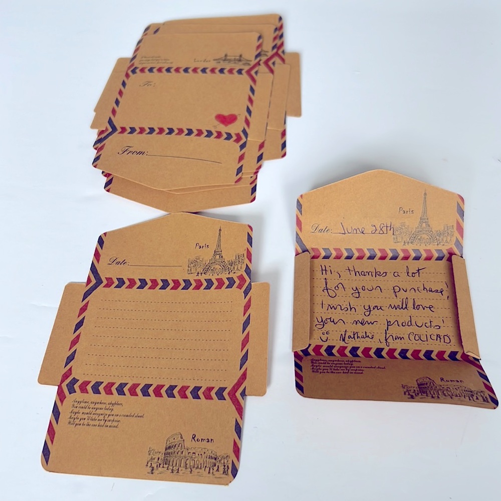 🆕 NEW 10 pcs Kraft Note Papers Closable Paris Design Papier de notes